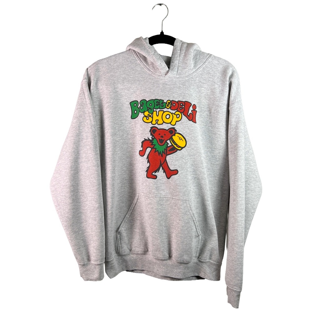 Gildan Bagel & Deli Oxford Ohio Dancing Bears Hoodie Mens Medium Gray Streetwear